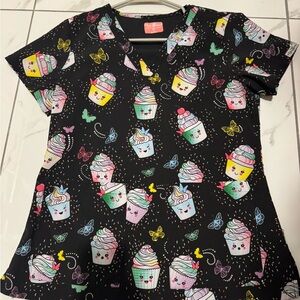 Playful Cupcake and Butterfly Print Top